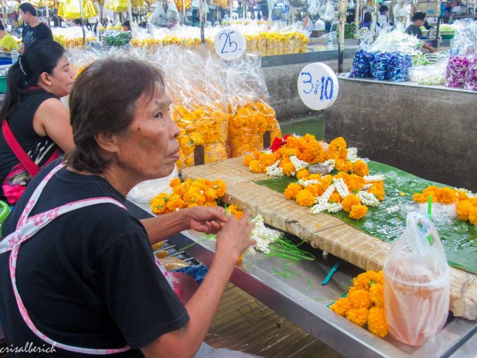 Mercado de las flores Bangkok, guirnaldas