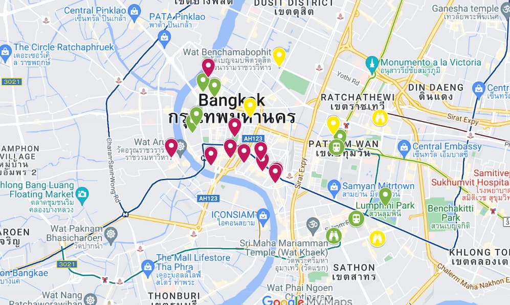 que ver en bangkok en 3 días mapa