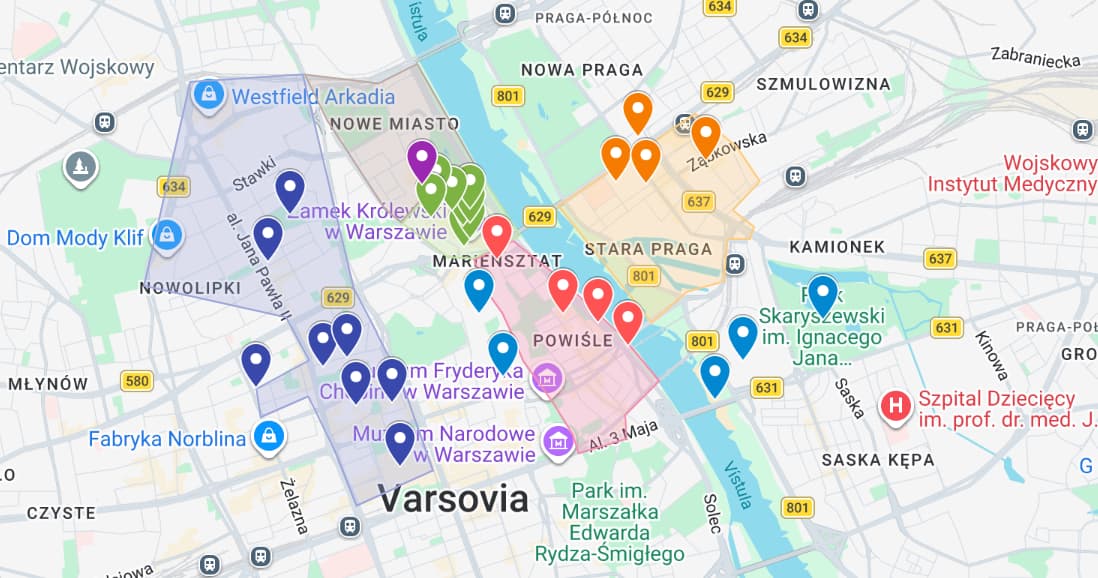 que ver varsovia mapa