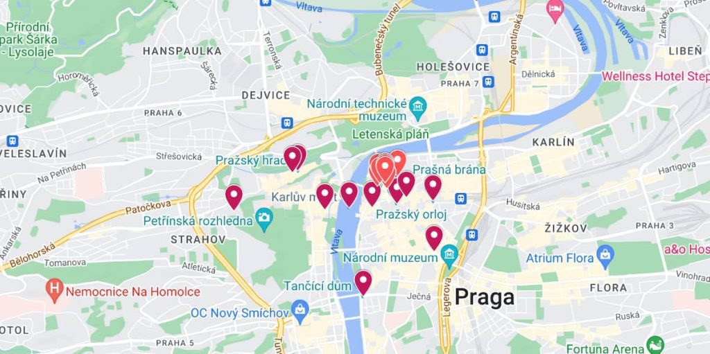 que ver praga 3 días mapa