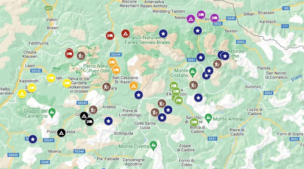 lagos imprescindibles y mejores rutas senderismo dolomitas mapa