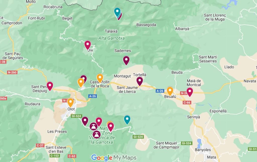 que ver en La Garrotxa mapa