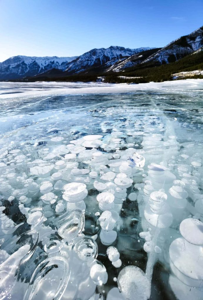 burbujas lago abraham hielo canada como llegar