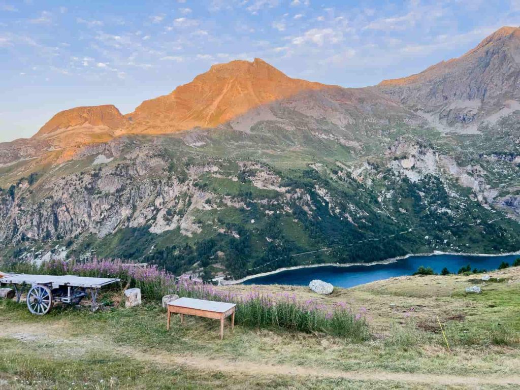 refugio plan sec atardecer, vanoise